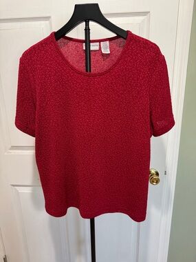 Jaclyn Smith Collection Textured Red Short Sleeve Knit Top XL